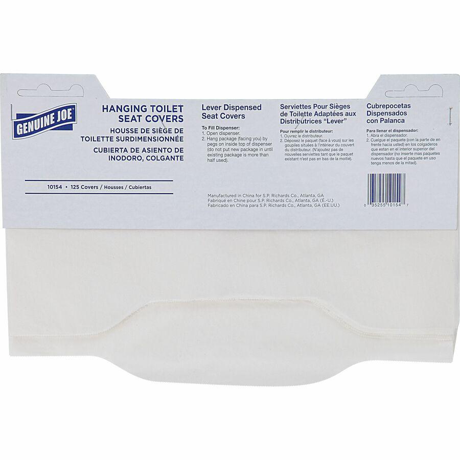Genuine Joe Quarter-Fold Toilet Seat Covers - Quarter-fold - For Toilet - 125 / Pack - 24 / Carton - Virgin Paper - White. Picture 5