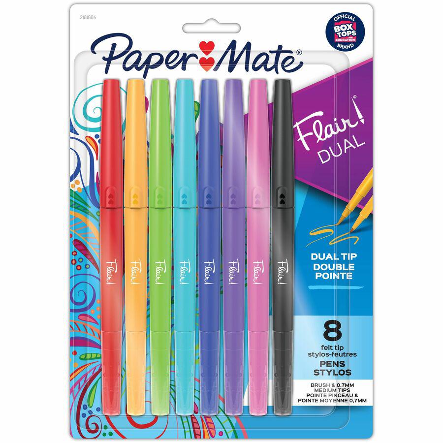 Paper Mate Flair Duo Pens - Medium Pen Point - 0.7 mm Pen Point Size - Assorted - 8 / Pack. Picture 2