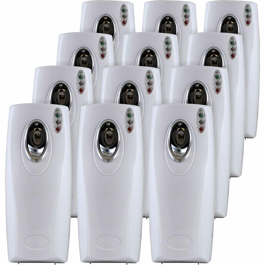 Claire Metered Air Freshener Dispenser - 0.13 Hour, 0.25 Hour, 0.50 Hour - Wall - 2 x C Battery - 12 / Carton - White. Picture 3