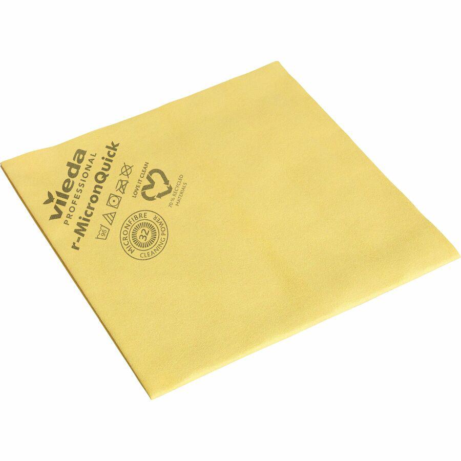 Vileda Professional MicronQuick Microfiber Cloths - 15.75" Length x 14.96" Width - 5 / Pack - Streak-free, Hygienic, Durable, Washable, Lint-free, Absorbent, PVC Free, Solvent-free - Yellow. Picture 2