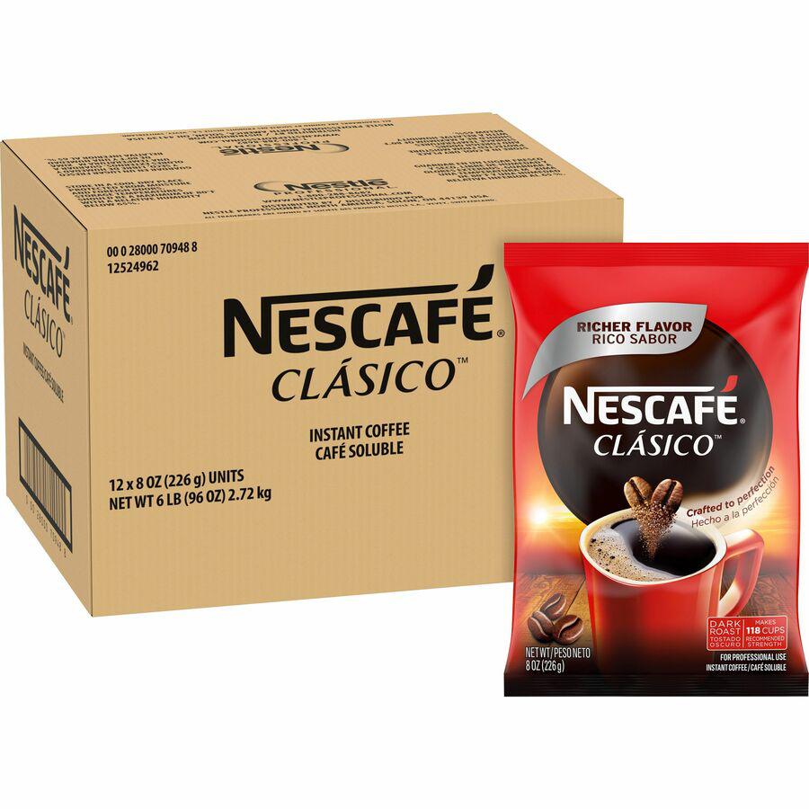 Nescafe Clasico Dark Roast Instant Coffee - Dark - 128 oz - 12 / Carton. Picture 13