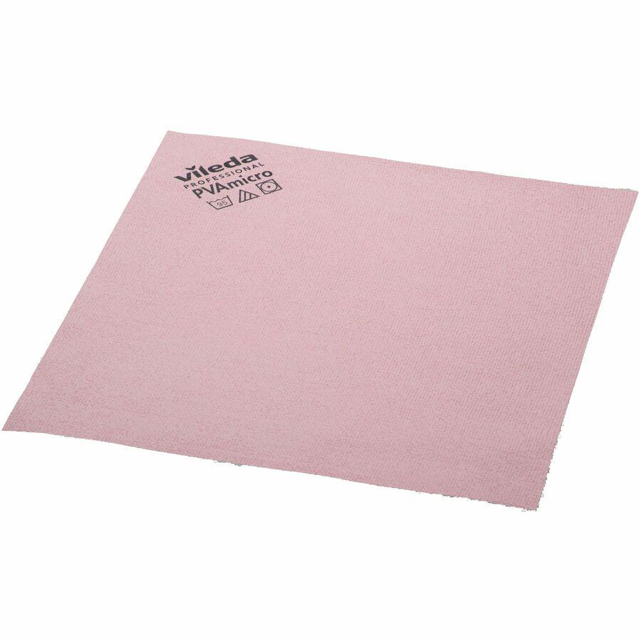 Vileda Professional PVAmicro Cleaning Cloths - 15" Length x 14" Width - 5 / Pack - Streak-free, Absorbent, Flexible, Soft - Red. Picture 4