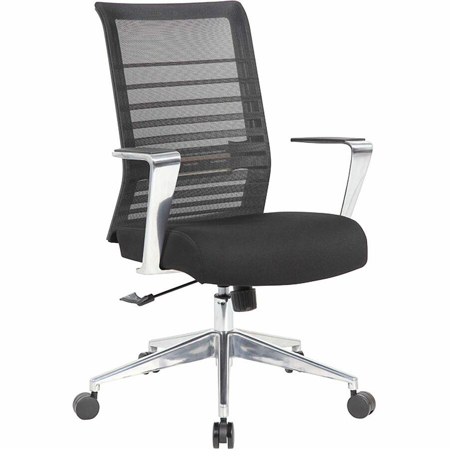 Lorell Horizontal Mesh Hi-Back Conference Chair - Black Fabric, Molded Foam Seat - Mesh Back - High Back - 1 Each. Picture 2