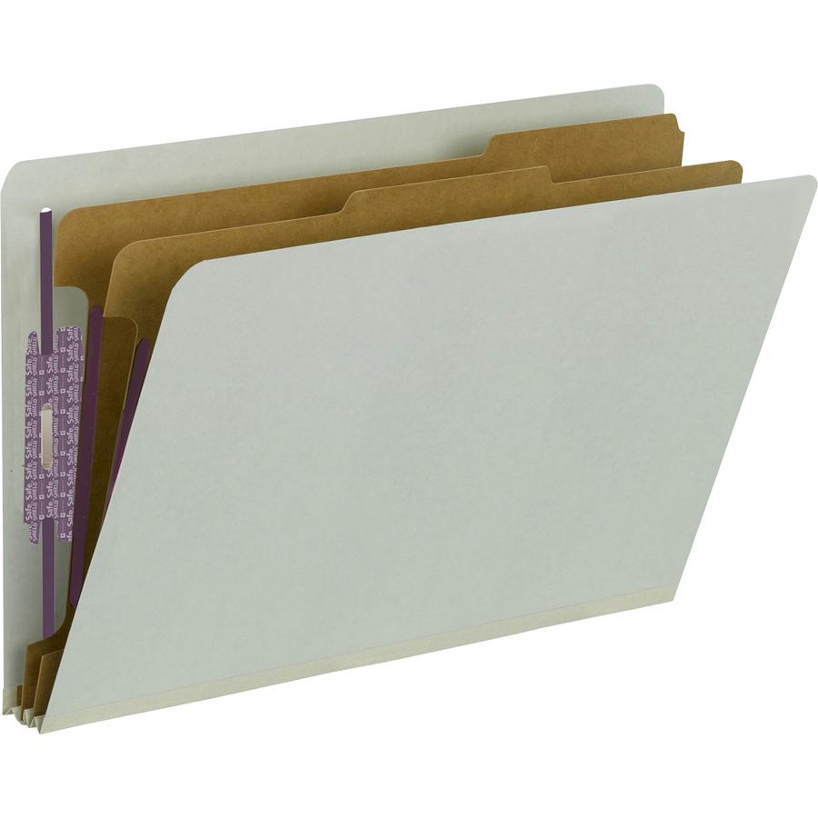 Smead Legal Recycled Classification Folder - 8 1/2" x 14" - 2" Expansion - 2 x 2S Fastener(s) - 2" Fastener Capacity for Folder - End Tab Location - 2 Divider(s) - Pressboard - Gray, Green - 100% Recy. Picture 6
