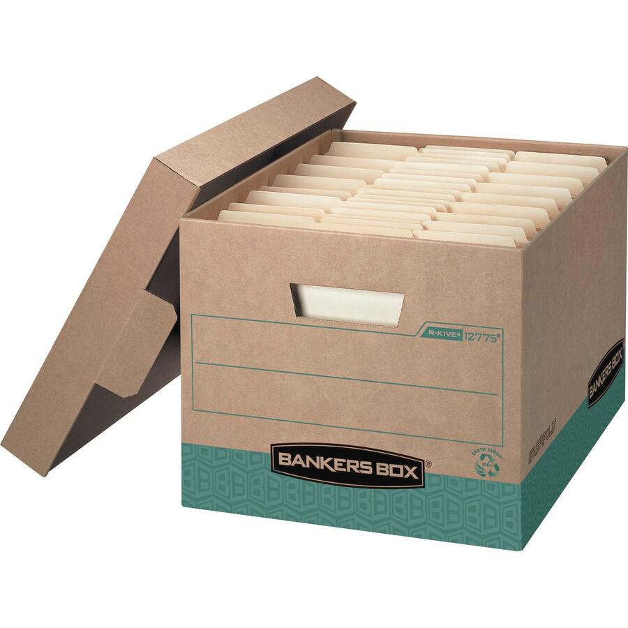Bankers Box Recycled R-Kive File Storage Box - Internal Dimensions: 12" Width x 15" Depth x 10" Height - External Dimensions: 12.8" Width x 16.5" Depth x 10.4" Height - 800 lb - Media Size Supported: . Picture 3
