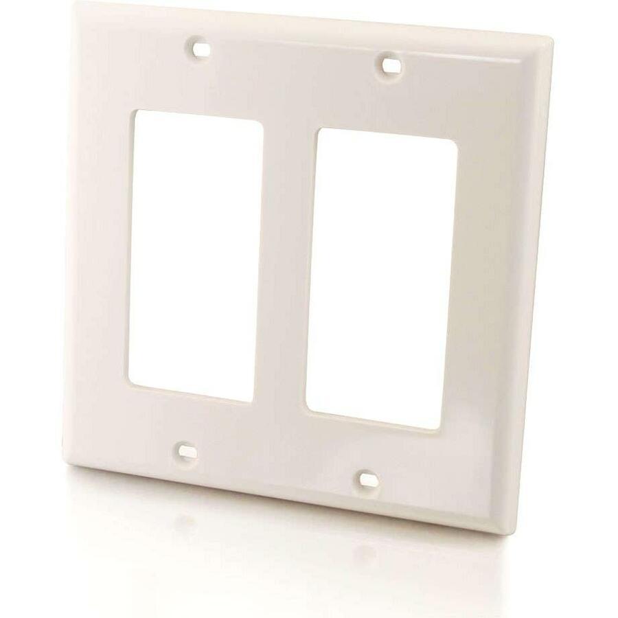 C2G Two Decorative Style Cutout Double Gang Wall Plate - White - White. Picture 3