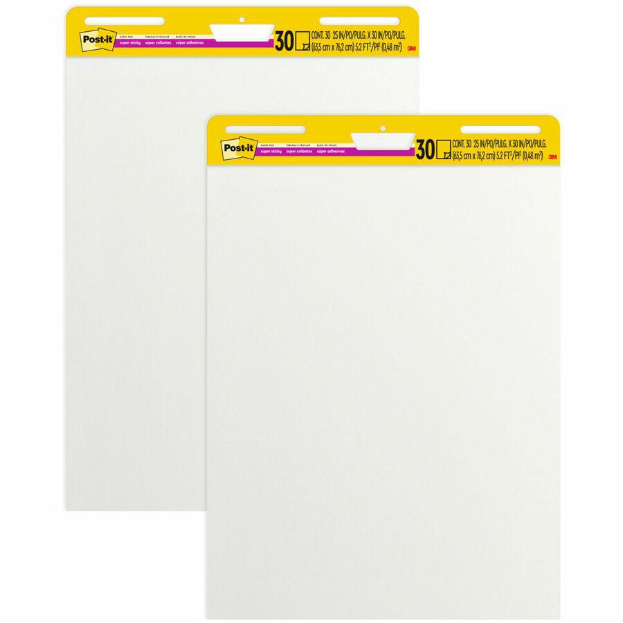 Post-it&reg; Self-Stick Easel Pads - 30 Sheets - Plain - Stapled - 18.50 lb Basis Weight - 25" x 30" - White Paper - Self-adhesive, Repositionable, Resist Bleed-through, Removable, Sturdy Back, Cardbo. Picture 3