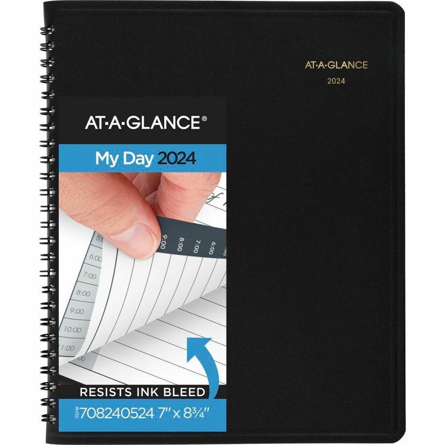 At-A-Glance 24-HourAppointment Book Planner - Medium Size - Julian Dates - Daily - 1 Year - January 2024 - December 2024 - 12:00 AM to 11:00 PM - Hourly - 1 Day Single Page Layout - 7" x 8 3/4" White . Picture 2