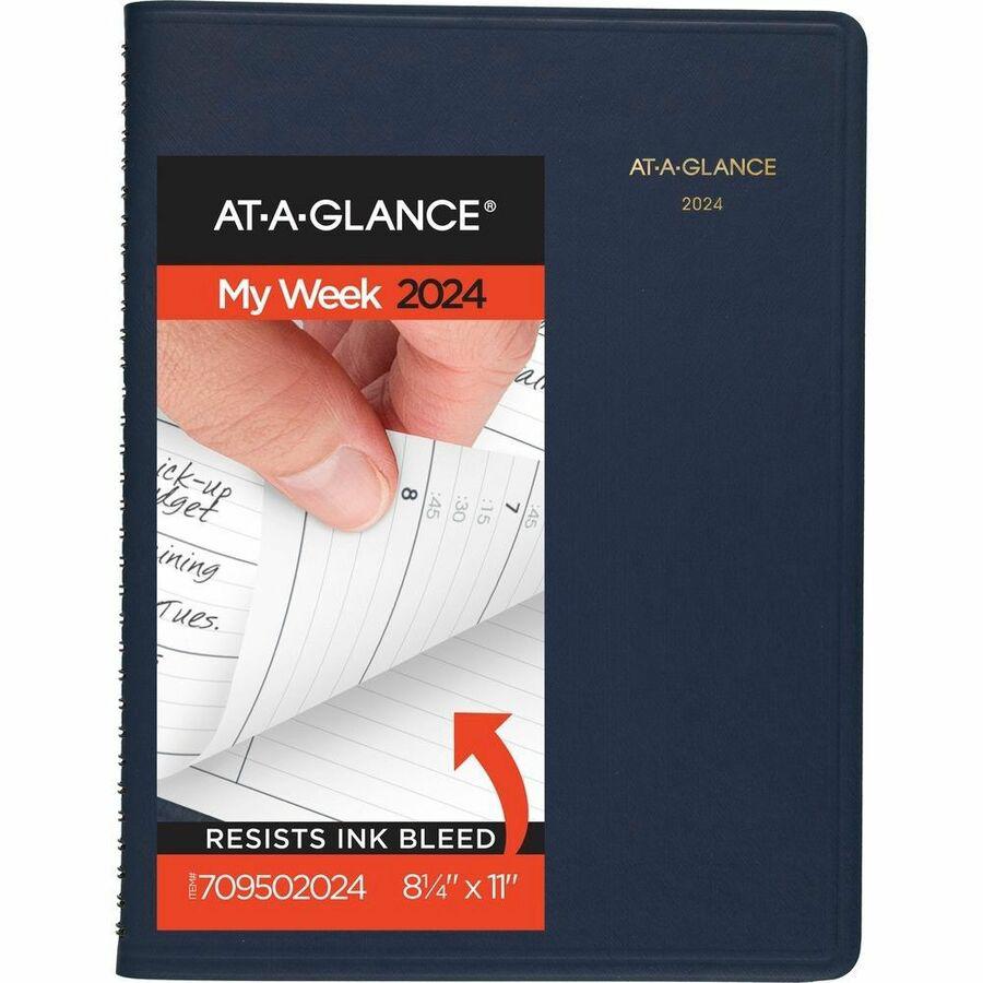 At-A-Glance Appointment Book Planner - Large Size - Julian Dates - Weekly - 13 Month - January 2024 - January 2025 - 7:00 AM to 8:45 PM - Quarter-hourly, 7:00 AM to 5:30 PM - Saturday - 1 Week Double . Picture 2