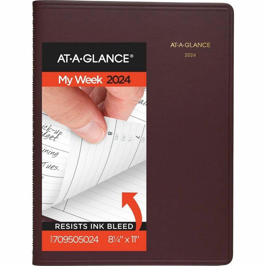 At-A-Glance Weekly Appointment Book - Julian Dates - Weekly - 13 Month - January 2024 - January 2025 - 7:00 AM to 8:45 PM - Quarter-hourly, 7:00 AM to 5:30 PM - Saturday - 1 Week Double Page Layout - . Picture 2