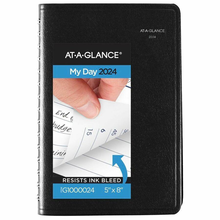 At-A-Glance DayMinder Appointment Book Planner - Small Size - Julian Dates - Daily - 12 Month - January 2024 - December 2024 - 7:00 AM to 7:45 PM - Quarter-hourly, 7:00 AM to 7:45 PM - Monday - Friday. Picture 2