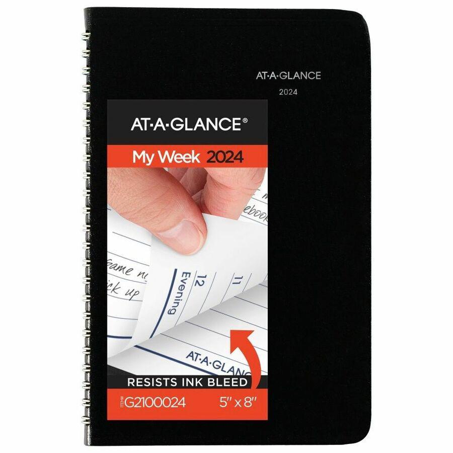 At-A-Glance DayMinder Appointment Book Planner - Julian Dates - Weekly - 12 Month - January 2024 - December 2024 - 8:00 AM to 5:00 PM - Hourly - 1 Week Double Page Layout - 4 7/8" x 8" White Sheet - W. Picture 2
