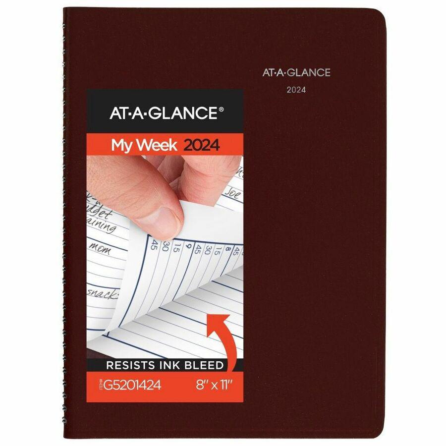 At-A-Glance DayMinder Appointment Book Planner - Large Size - Julian Dates - Weekly - 12 Month - January 2024 - December 2024 - 7:00 AM to 9:45 PM - Quarter-hourly, 7:00 AM to 6:45 PM - Saturday - 1 W. Picture 2