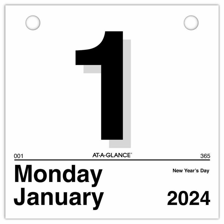 At-A-Glance "Today Is"Wall Calendar Refill - Julian Dates - Daily - 1 Year - January 2024 - December 2024 - 1 Day Single Page Layout - 6" x 6" Sheet Size - White - Paper - 1 Each. Picture 2