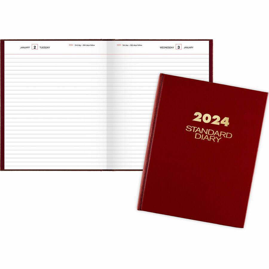 At-A-Glance Standard Diary Diary - Medium Size - Business - Julian Dates - Daily - 12 Month - January 2024 - December 2024 - 1 Day Single Page Layout - 7 1/2" x 9 1/2" White Sheet - Case Bound - Vinyl. Picture 5