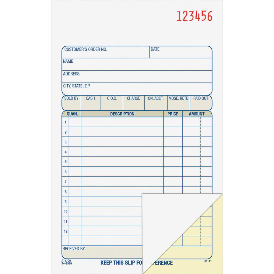 Adams Carbonless 2-part Numbered Sales Order Books - 50 Sheet(s) - 2 PartCarbonless Copy - 4.18" x 7.18" Sheet Size - White - Assorted Sheet(s) - Red Print Color - 1 Each. Picture 5