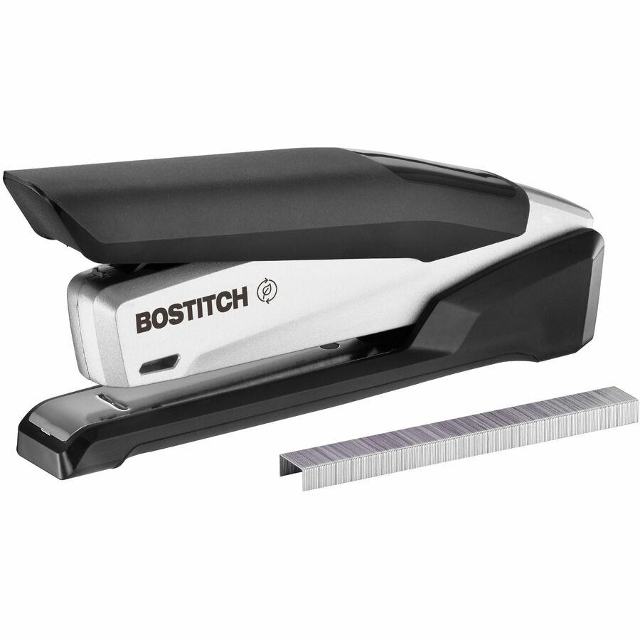 Bostitch InPower Spring-Powered Antimicrobial Desktop Stapler - 28 Sheets Capacity - 210 Staple Capacity - Full Strip - 1 Each - Silver, Black. Picture 11
