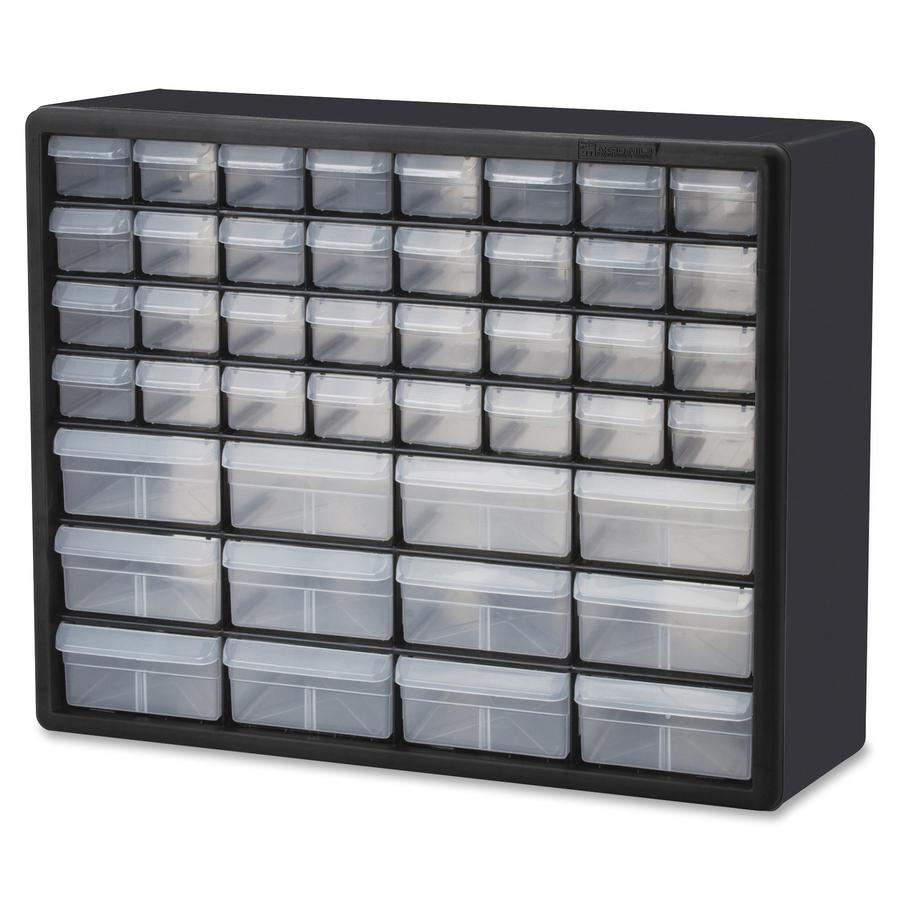 Akro-Mils 44-Drawer Plastic Storage Cabinet - 44 Compartment(s) - 15.8" Height6.4" Depth x 20" Length - Unbreakable, Stackable, Finger Grip - Black - Polystyrene - 1 Each. Picture 3