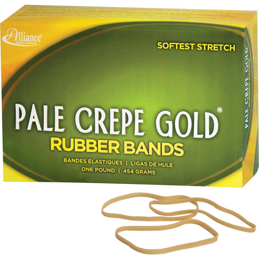Alliance Rubber 20335 Pale Crepe Gold Rubber Bands - Size #33 - Approx. 970 Bands - 3 1/2" x 1/8" - Golden Crepe - 1 lb Box. Picture 2