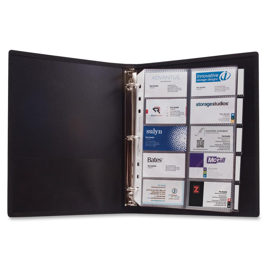 Anglers 3-Ring Business Card Binder - 1000 Capacity - 8.50" Width x 11" Length - 3-ring Binding - 5 x Tab(s) - Refillable. Picture 5