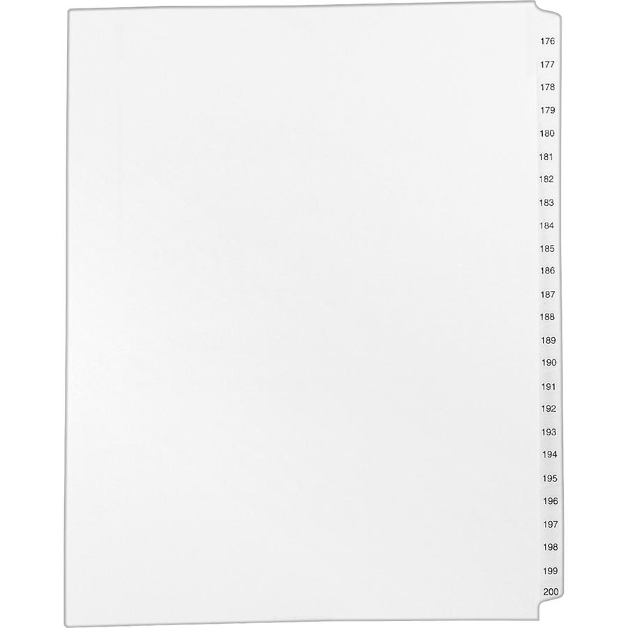 Avery&reg; Standard Collated Legal Exhibit Divider Sets - Avery Style - 25 x Divider(s) - Printed Tab(s) - Digit - 176-200 - 25 Tab(s)/Set - 8.5" Divider Width x 11" Divider Length - Letter - White Pa. Picture 2