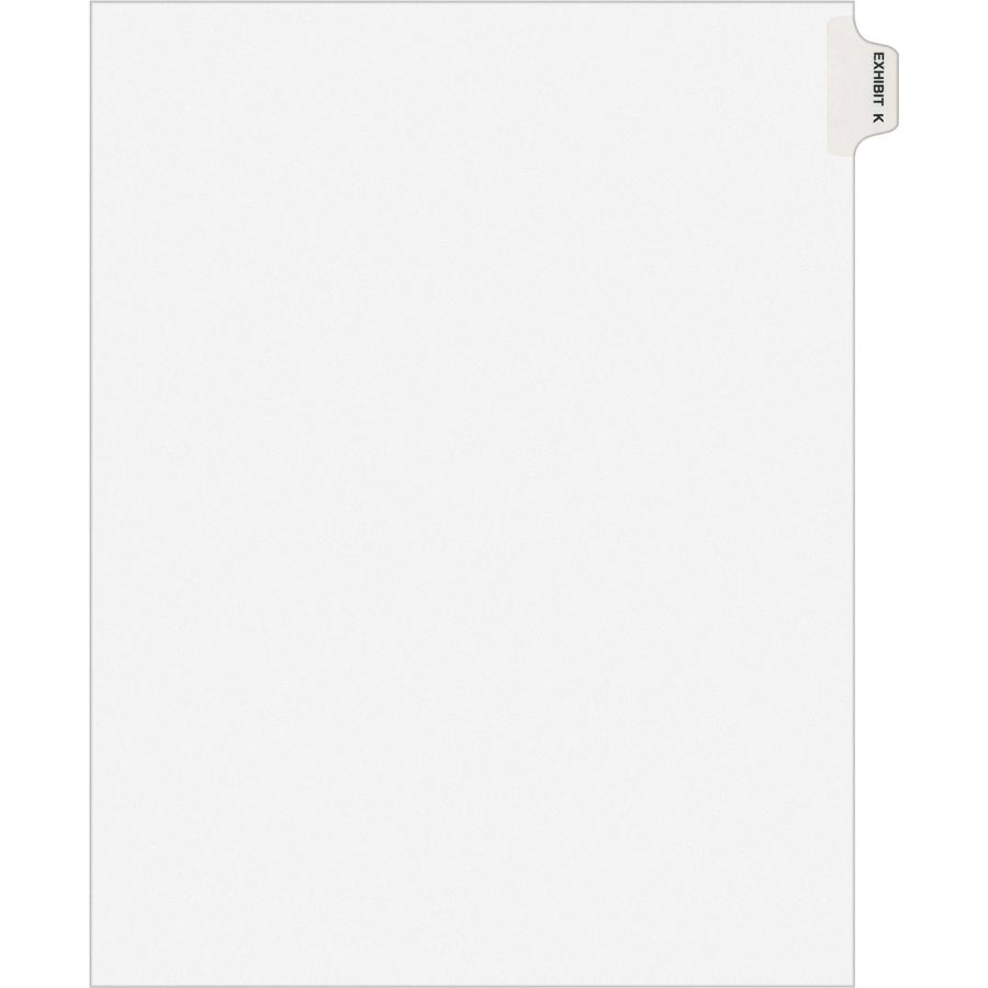 Avery&reg; Individual Legal Exhibit Dividers - Avery Style - 1 Printed Tab(s) - Character - K - 8.5" Divider Width x 11" Divider Length - Letter - White Paper Divider - Paper Tab(s) - 25 / Pack. Picture 3