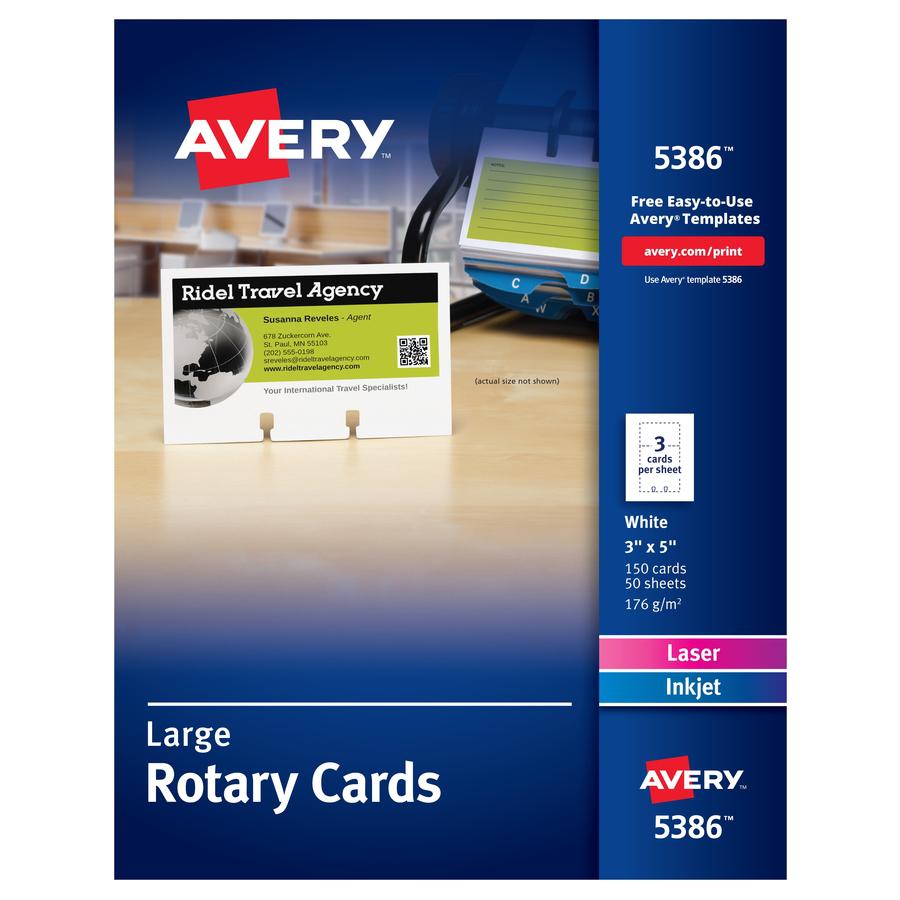 Avery&reg; Uncoated 2-side Printing Rotary Cards - 150 Card Capacity - For 5" x 3" Size Card - White. Picture 2
