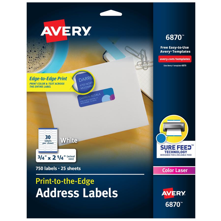 Avery&reg; Print-to-the-Edge Copier Address Labels - 3/4" Width x 2 1/4" Length - Permanent Adhesive - Rectangle - Laser - White - Paper - 30 / Sheet - 25 Total Sheets - 750 Total Label(s) - 750 / Pac. Picture 4