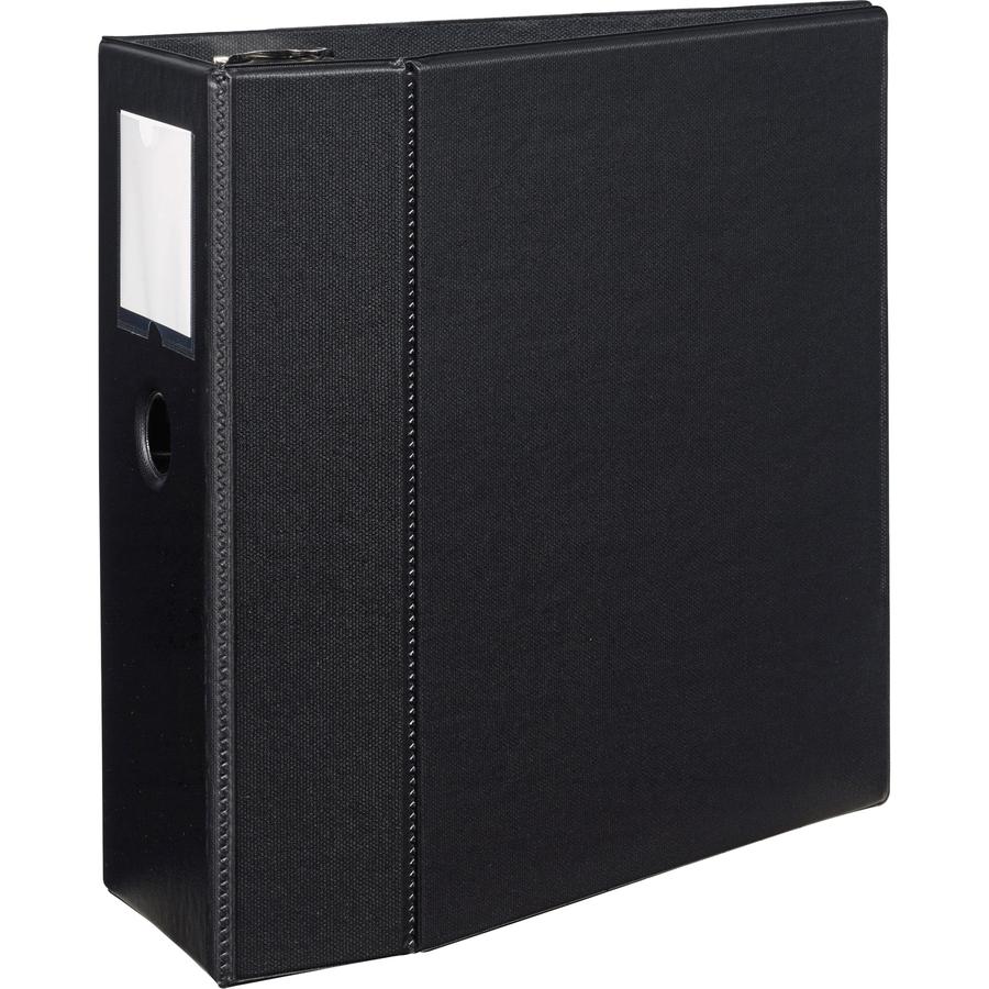 Avery&reg; DuraHinge Durable Binder with Label Holder - 5" Binder Capacity - Letter - 8 1/2" x 11" Sheet Size - 1050 Sheet Capacity - 3 x D-Ring Fastener(s) - 4 Internal Pocket(s) - Poly - Black - Rec. Picture 2
