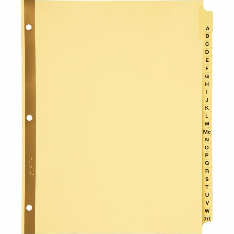 Avery&reg; Laminated Dividers - Gold Reinforced - 25 x Divider(s) - Printed Tab(s) - Character - A-Z - 25 Tab(s)/Set - 8.5" Divider Width x 11" Divider Length - Letter - 3 Hole Punched - Buff Paper Di. Picture 4