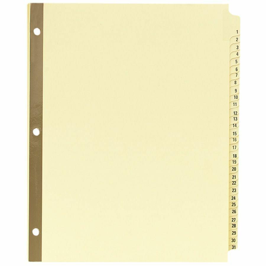 Avery&reg; Laminated Dividers - Gold Reinforced - 31 x Divider(s) - Printed Tab(s) - Digit - 1-31 - 31 Tab(s)/Set - 8.5" Divider Width x 11" Divider Length - Letter - 3 Hole Punched - Buff Paper Divid. Picture 3
