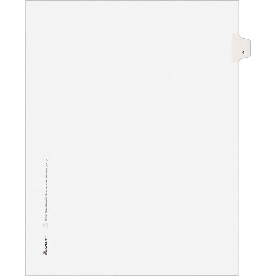 Avery&reg; Individual Legal Exhibit Dividers - Avery Style - Unpunched - 25 x Divider(s) - 25 Printed Tab(s) - Digit - 4 - 1 Tab(s)/Set - 8.5" Divider Width x 11" Divider Length - Letter - White Paper. Picture 4
