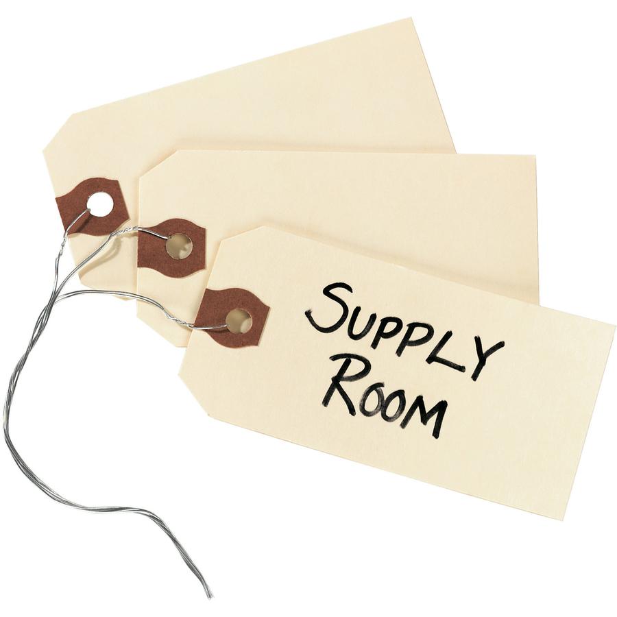 Avery&reg; Shipping Tags - #26 - 3.75" Length x 1.87" Width - Rectangular - Wire Fastener - 1000 / Box - Card Stock - Manila. Picture 2