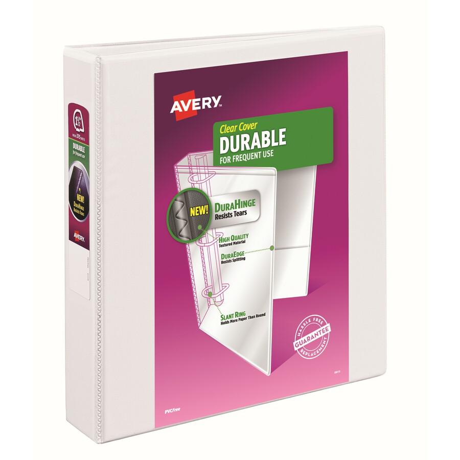 Avery&reg; Durable View 3 Ring Binder - 1 1/2" Binder Capacity - Letter - 8 1/2" x 11" Sheet Size - 375 Sheet Capacity - 3 x Slant Ring Fastener(s) - 2 Pocket(s) - Polypropylene - Recycled - Pocket, D. Picture 2