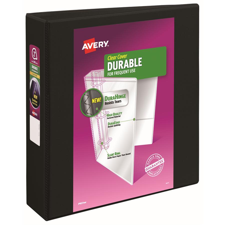 Avery&reg; Durable View Binders with Slant Rings - 2" Binder Capacity - Letter - 8 1/2" x 11" Sheet Size - 530 Sheet Capacity - 3 x Slant Ring Fastener(s) - 2 Internal Pocket(s) - Polypropylene - Blac. Picture 2