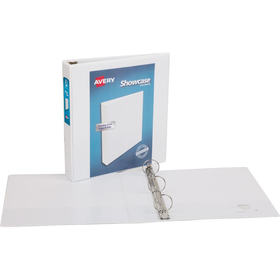 Avery&reg; Showcase Economy View Binder - 1 1/2" Binder Capacity - Letter - 8 1/2" x 11" Sheet Size - 275 Sheet Capacity - 3 x Round Ring Fastener(s) - 2 Inside Front & Back Pocket(s) - White - Clear . Picture 3