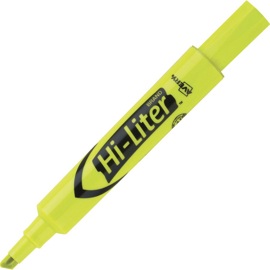 Avery&reg; Desk-Style, Fluorescent Yellow, 1 Count (24000) - Chisel Marker Point Style - Fluorescent Yellow Water Based Ink - Yellow Barrel - 1 Dozen. Picture 5