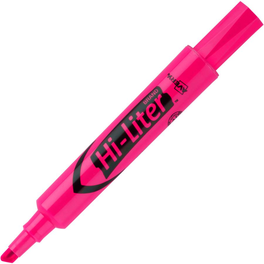 Avery&reg; Desk-Style, Fluorescent Pink, 1 Count (24010) - Chisel Marker Point Style - Refillable - Fluorescent Pink Water Based Ink - Pink Barrel - 1 Dozen. Picture 3