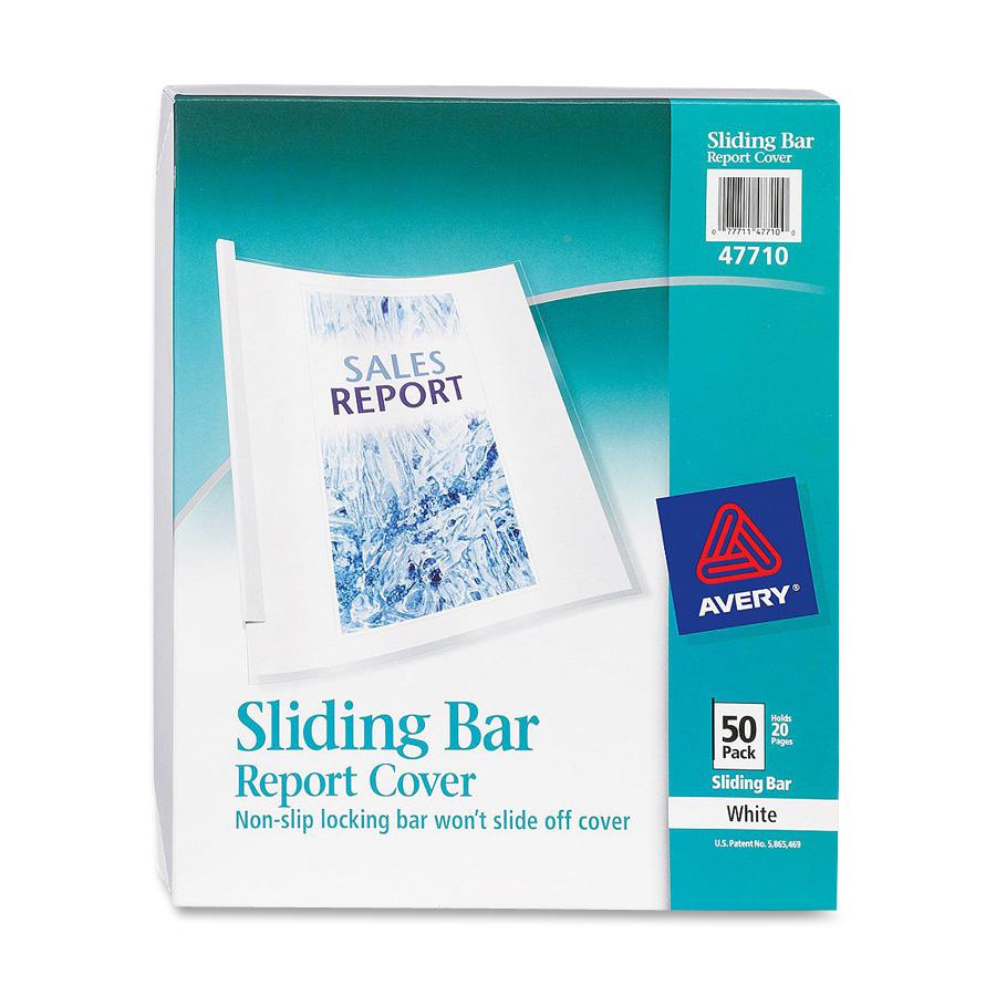 Avery&reg; Report Cover - 1/8" Folder Capacity - 20 Sheet Capacity - Poly - White, Clear - 50 / Box. Picture 2