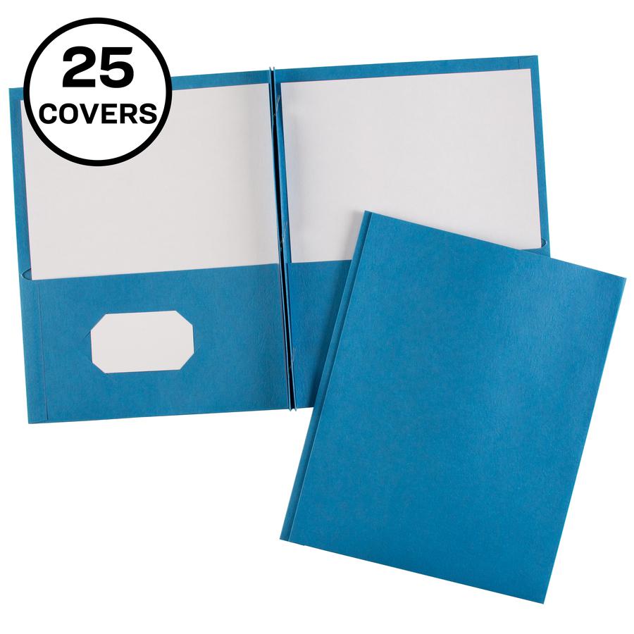 Avery&reg; Letter Report Cover - 8 1/2" x 11" - 70 Sheet Capacity - 3 x Prong Fastener(s) - 1/2" Fastener Capacity for Folder - 2 Internal Pocket(s) - Embossed Paper - Light Blue - 25 / Box. Picture 2