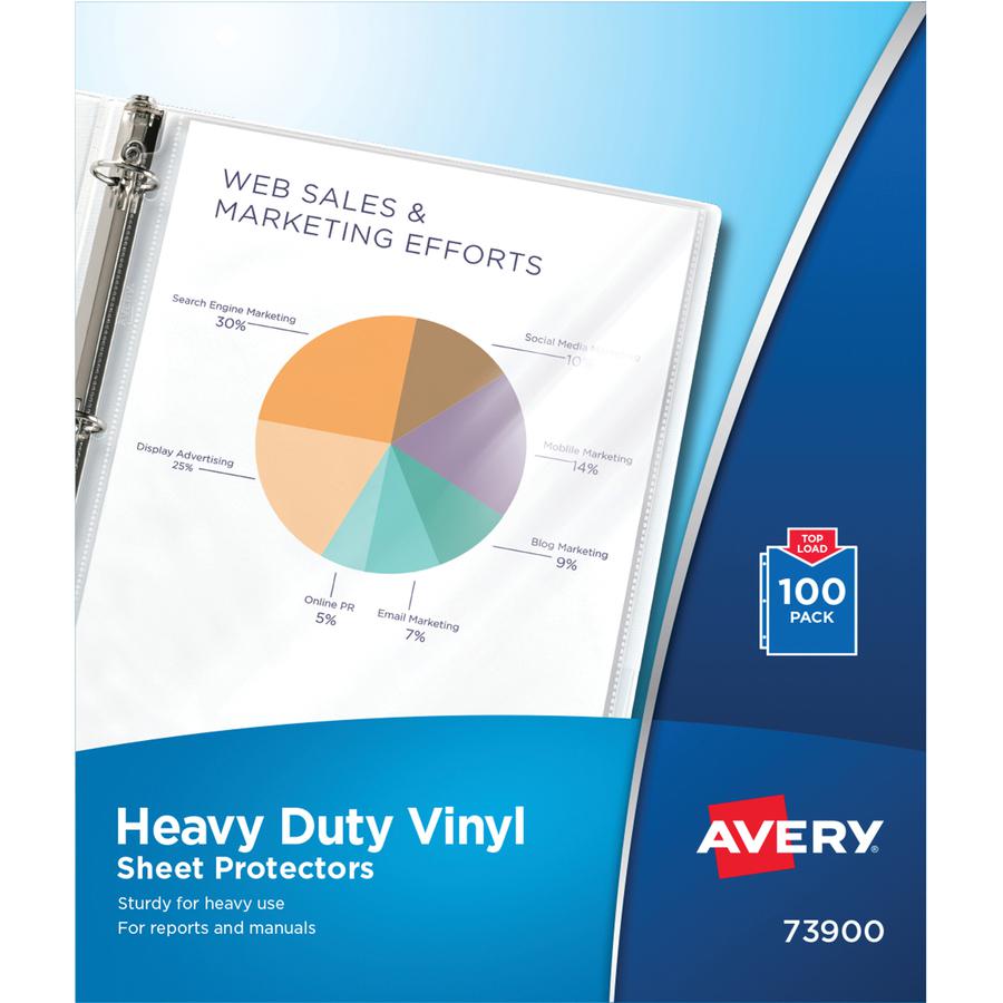 Avery&reg; Heavy-Duty Sheet Protectors - 100 x Sheet Capacity - For Letter 8 1/2" x 11" Sheet - Clear - Vinyl - 100 / Box. Picture 2