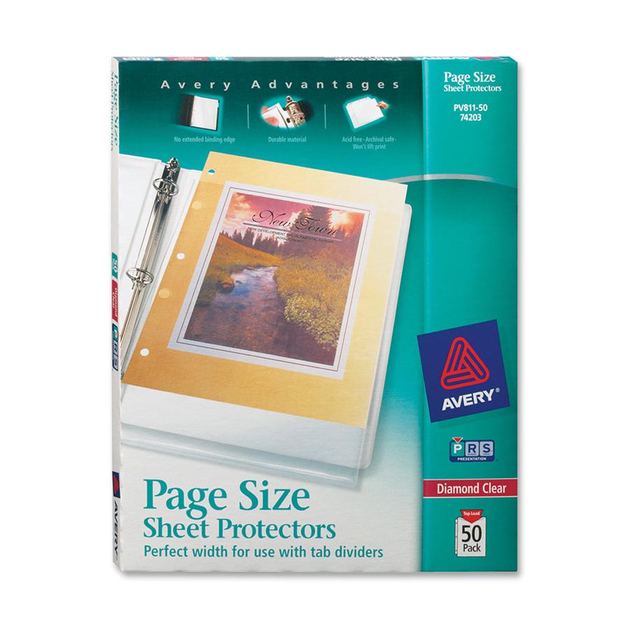 Avery&reg; Page Size Sheet Protectors - 1 x Sheet Capacity - For Letter 8 1/2" x 11" Sheet - Ring Binder - Clear - Polypropylene - 50 / Box. Picture 2