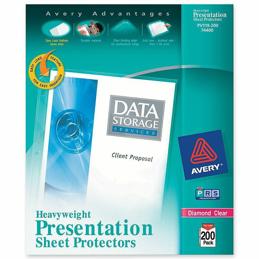 Avery&reg; Heavyweight Sheet Protectors - For Letter 8 1/2" x 11" Sheet - Diamond Clear - Polypropylene - 200 / Box. Picture 2