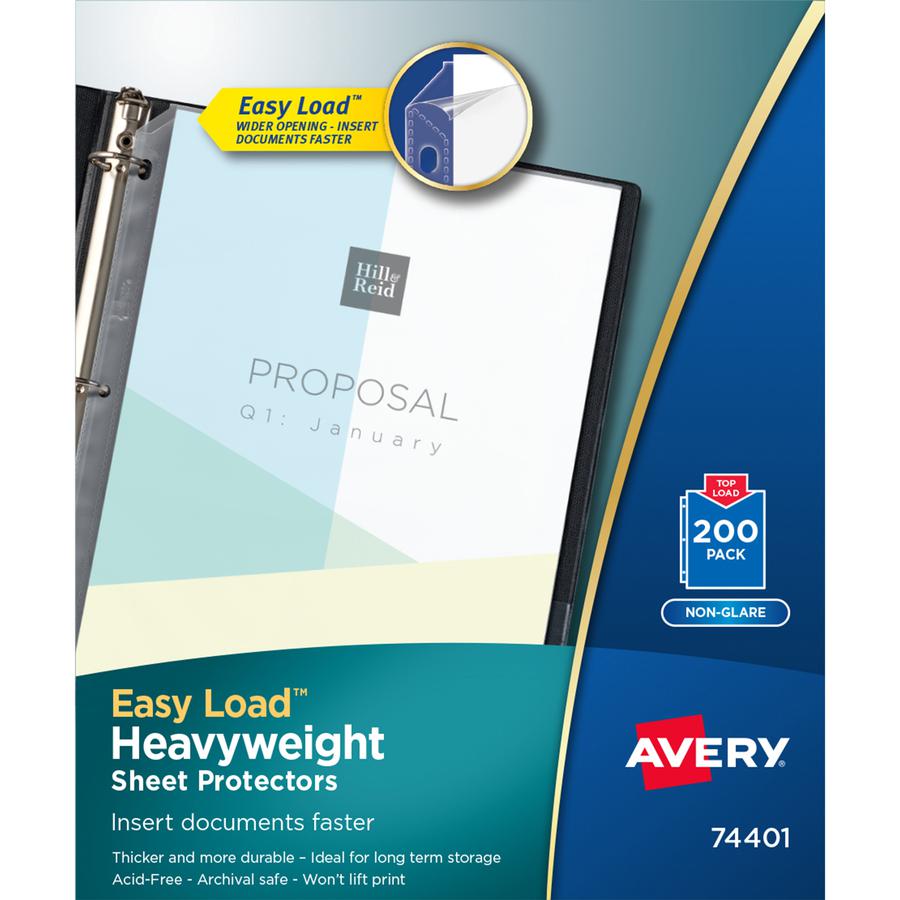 Avery&reg; Non-Glare Heavyweight Sheet Protectors - For Letter 8 1/2" x 11" Sheet - Clear - Polypropylene - 200 / Box. Picture 4