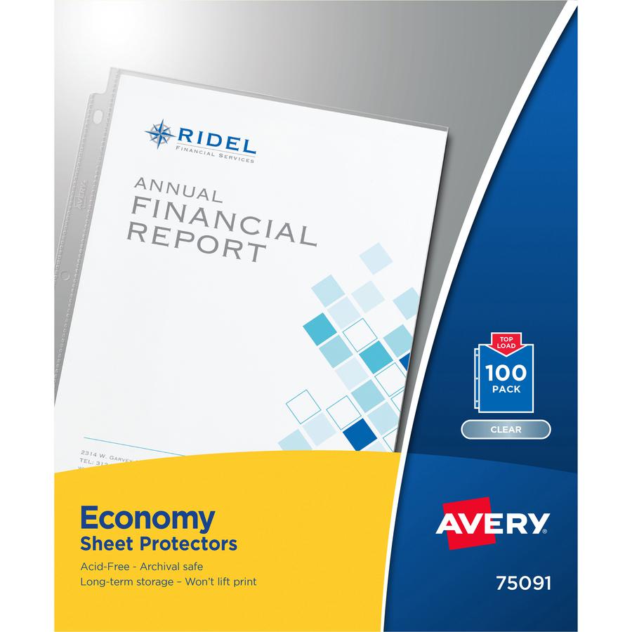 Avery&reg; Economy-Weight Sheet Protectors - For Letter 8 1/2" x 11" Sheet - Clear - Polypropylene - 100 / Box. Picture 4