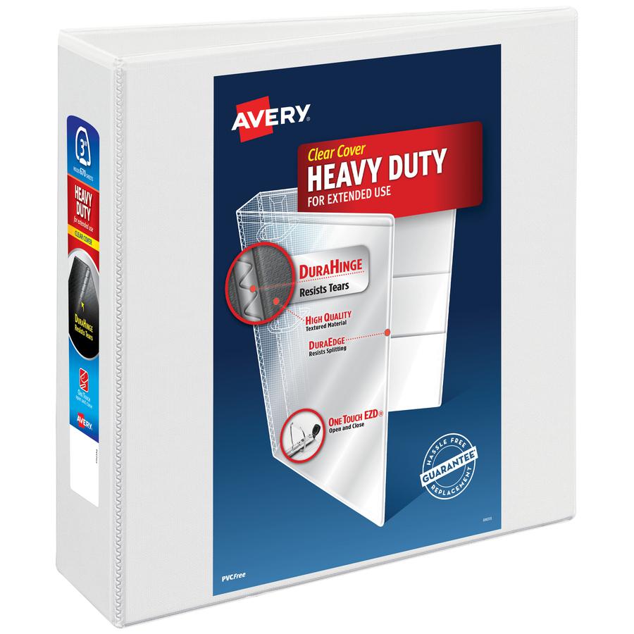Avery&reg; Heavy-Duty View 3 Ring Binder - 3" Binder Capacity - Letter - 8 1/2" x 11" Sheet Size - 670 Sheet Capacity - 3 x Ring Fastener(s) - 4 Pocket(s) - Polypropylene - Recycled - Pocket, Heavy Du. Picture 3