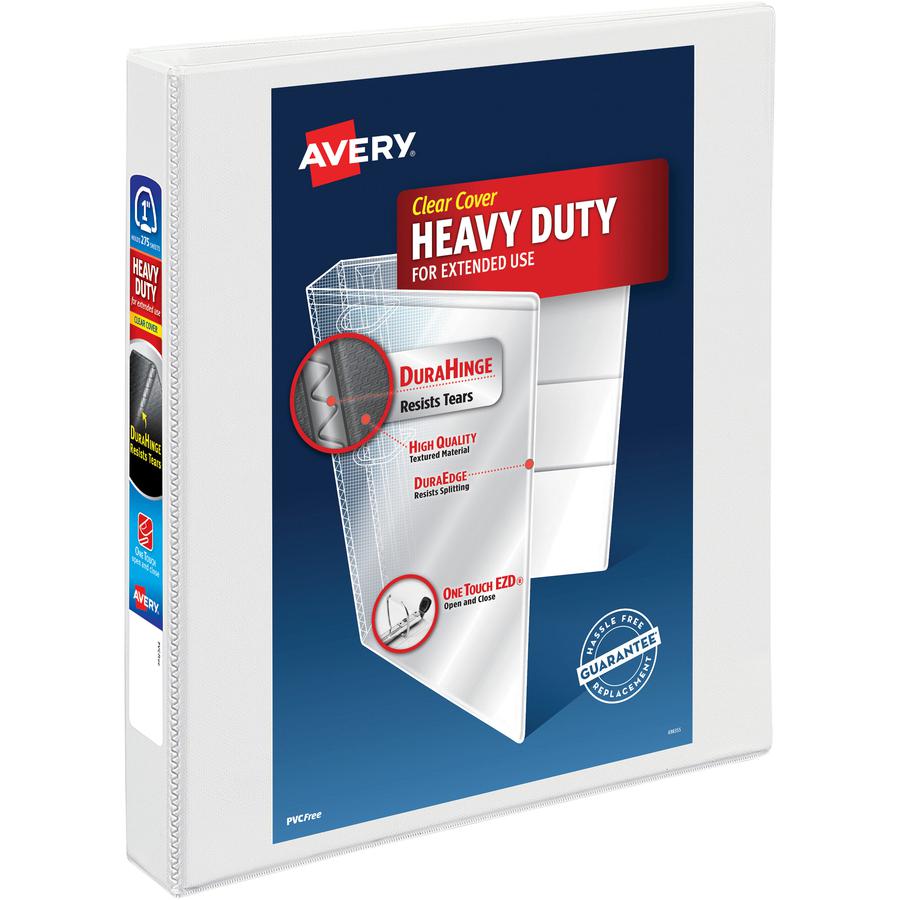 Avery&reg; Heavy-Duty View Binder - 1" Binder Capacity - Letter - 8 1/2" x 11" Sheet Size - 275 Sheet Capacity - 3 x Ring Fastener(s) - 4 Pocket(s) - Polypropylene - Recycled - Pocket, Heavy Duty, One. Picture 6