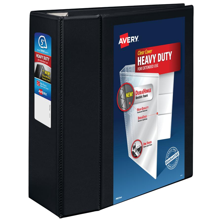 Avery&reg; Heavy-Duty View 3 Ring Binder - 5" Binder Capacity - Letter - 8 1/2" x 11" Sheet Size - 1050 Sheet Capacity - 3 x Ring Fastener(s) - 4 Pocket(s) - Polypropylene - Recycled - Pocket, Heavy D. Picture 2