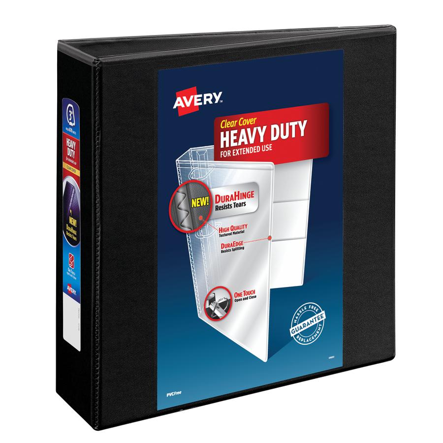 Avery&reg; Heavy-Duty View 3 Ring Binder - 3" Binder Capacity - Letter - 8 1/2" x 11" Sheet Size - 670 Sheet Capacity - 3 x Ring Fastener(s) - 4 Pocket(s) - Polypropylene - Recycled - Pocket, Heavy Du. Picture 4
