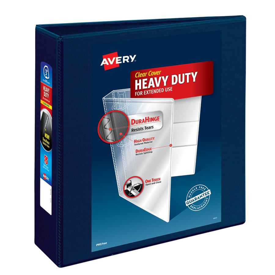 Avery&reg; Heavy-Duty View 3 Ring Binder - 3" Binder Capacity - Letter - 8 1/2" x 11" Sheet Size - 670 Sheet Capacity - 3 x Ring Fastener(s) - 4 Pocket(s) - Polypropylene - Recycled - Pocket, Heavy Du. Picture 2
